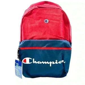 NWT Champion Manuscript Red & Navy Grid Laptop Large Unisex Backpack‎